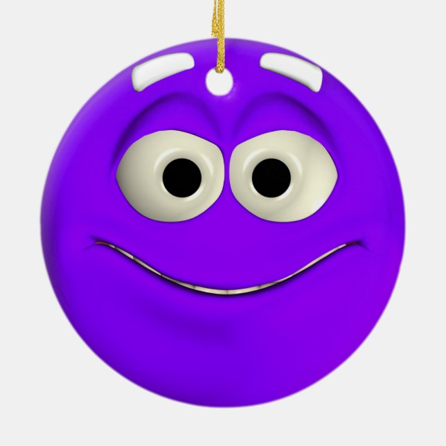 Naughty Purple Emoticon Ceramic Tree Decoration (Back)