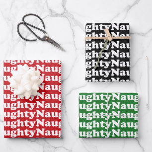 Naughty red green white black pattern funny cute wrapping paper sheet