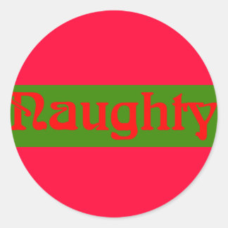 Naughty Red on Green Classic Round Sticker