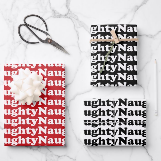 Naughty red white black pattern funny cute cool wrapping paper sheet (Front)