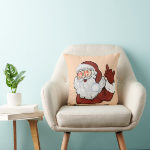 Naughty Retro Hipster Santa Christmas Cushion