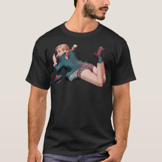 Naughty Retro Vintage Pin Up Girl Kicking Her Legs T-Shirt