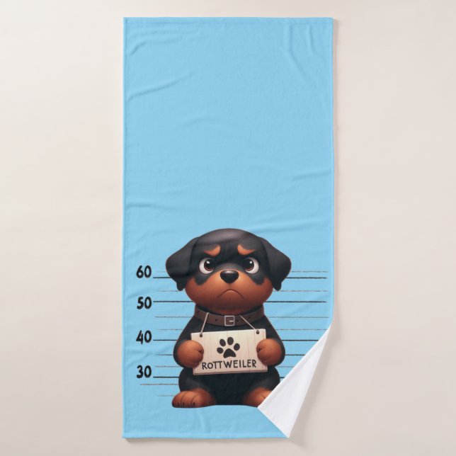 Naughty Rottweiler Bath Towel (Bath Towel)