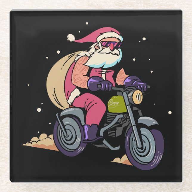 Naughty Santa Claus Glass Coaster (Front)