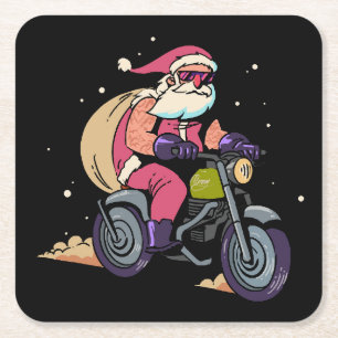 Naughty Santa Claus Square Paper Coaster