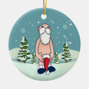 Naughty Santa Decorative Christmas Ceramic Ornament