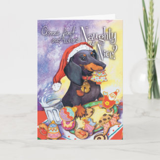 Naughty Santa Doxie Holiday Card