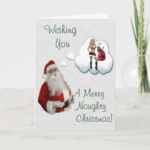 Naughty Santa Naugty Christmas Holiday Card