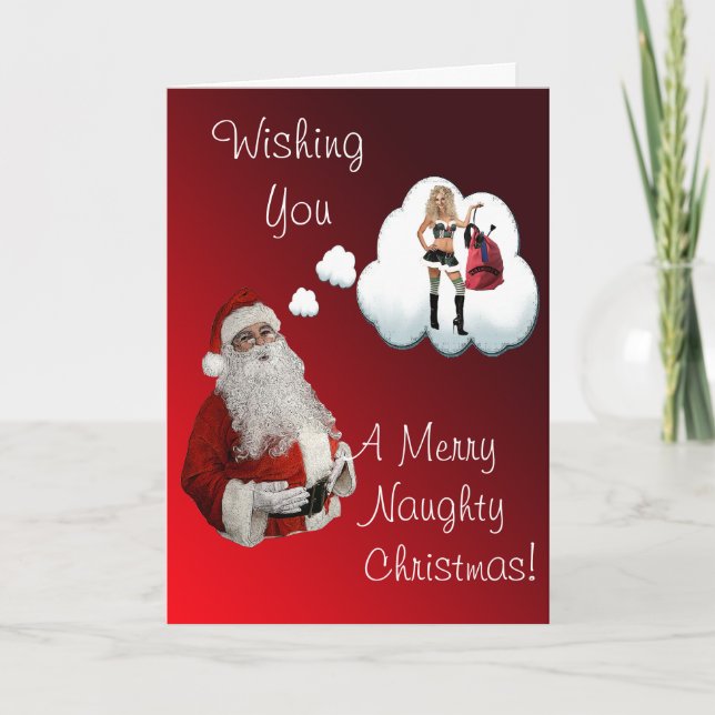 Naughty Santa Naugty Christmas Holiday Card (Front)