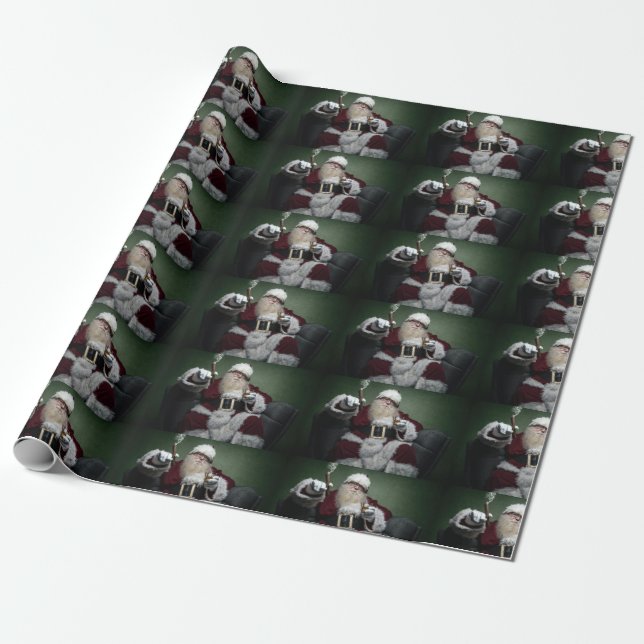Naughty Santa Wrapping Paper (Unrolled)