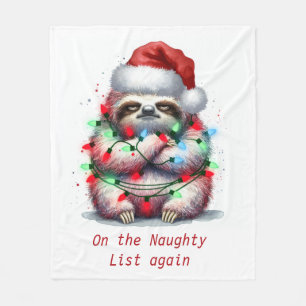 Naughty Sloth Custom words Fleece Blanket