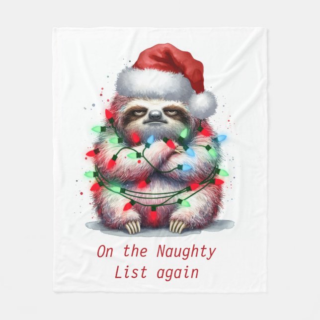 Naughty Sloth Custom words Fleece Blanket (Front)