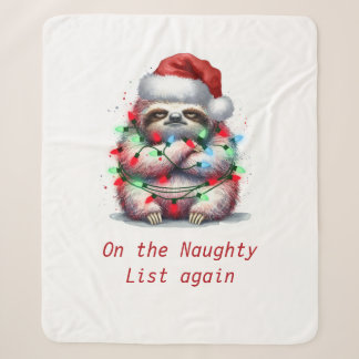 Naughty Sloth Custom words Sherpa Blanket