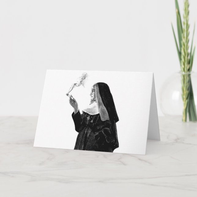 Naughty Smoking Nun Card (Front)