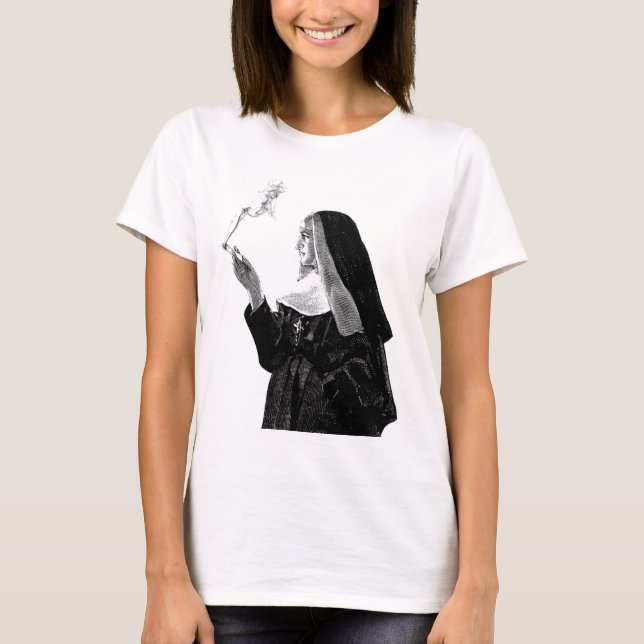 Naughty Smoking Nun T-Shirt (Front)