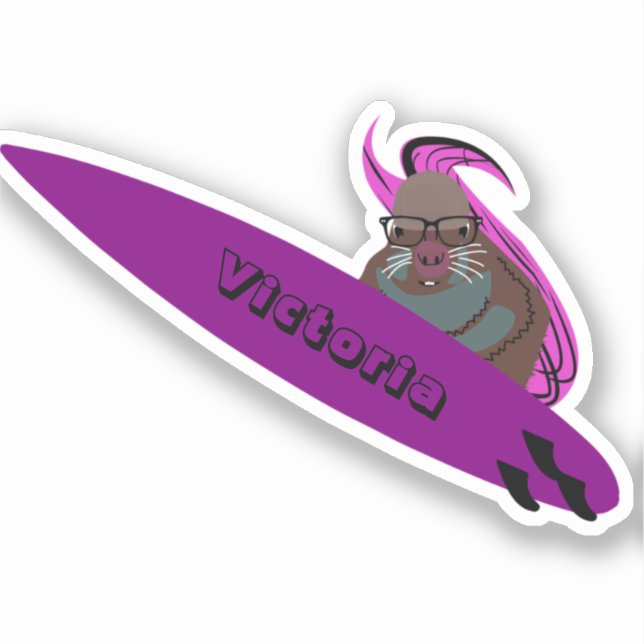 Naughty Squirrel #2251 Surfing Sticker (Front)