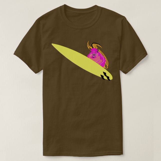 Naughty Squirrel 770 Surfing T-Shirt (Design Front)
