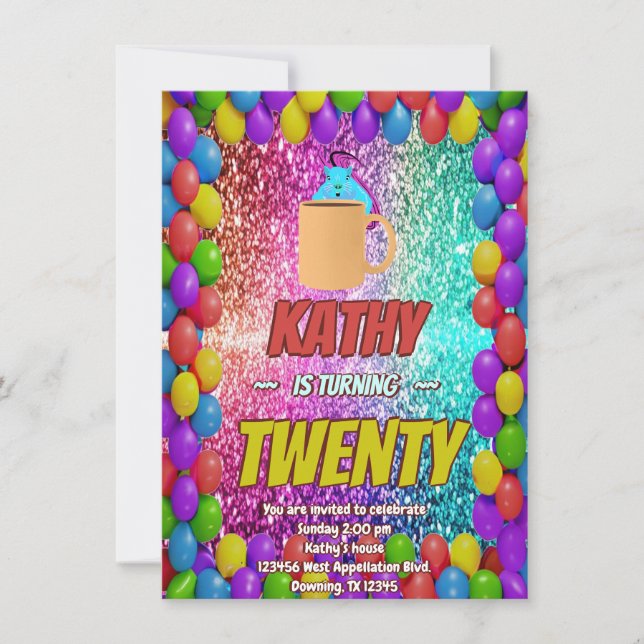 Naughty Squirrel Coffee Birthday Party Invite (Front)