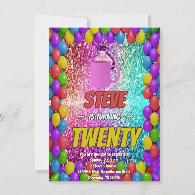 Naughty Squirrel Coffee Birthday Party Invite (Front)