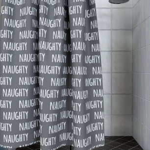 Naughty Text Pattern Typography Fun Shower Curtain