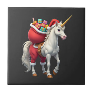 Naughty Unicorn Pun Funny Family Christmas Morning Ceramic Tile