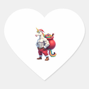 Naughty Unicorn Pun Funny Family Christmas Morning Heart Sticker