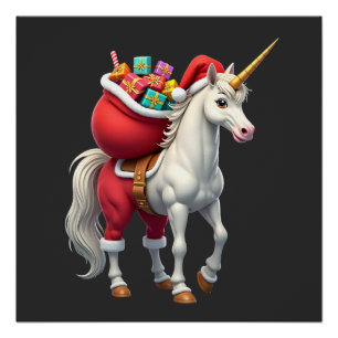 Naughty Unicorn Pun Funny Family Christmas Morning Poster