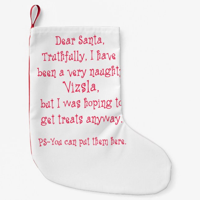 Naughty Vizsla Small Christmas Stocking (Front)