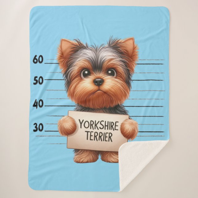 Naughty Yorkshire Terrier Sherpa Blanket (Front)