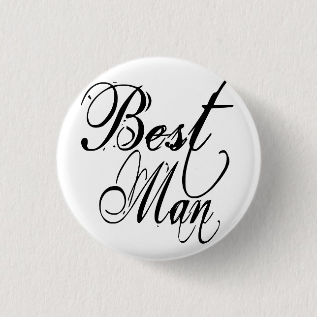 Naughy Grunge Script - Best Man Black 3 Cm Round Badge (Front)