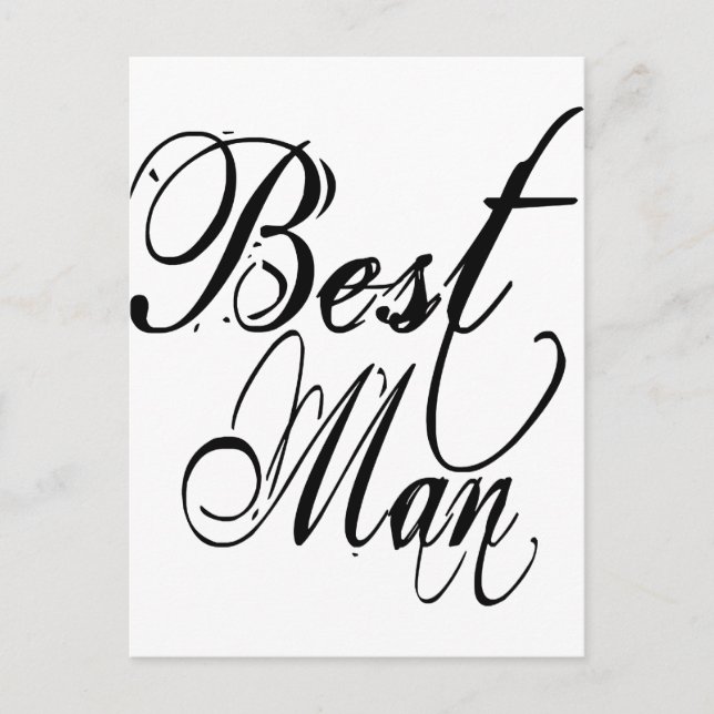 Naughy Grunge Script - Best Man Black Postcard (Front)
