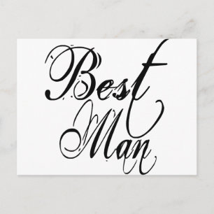 Naughy Grunge Script - Best Man Black Postcard