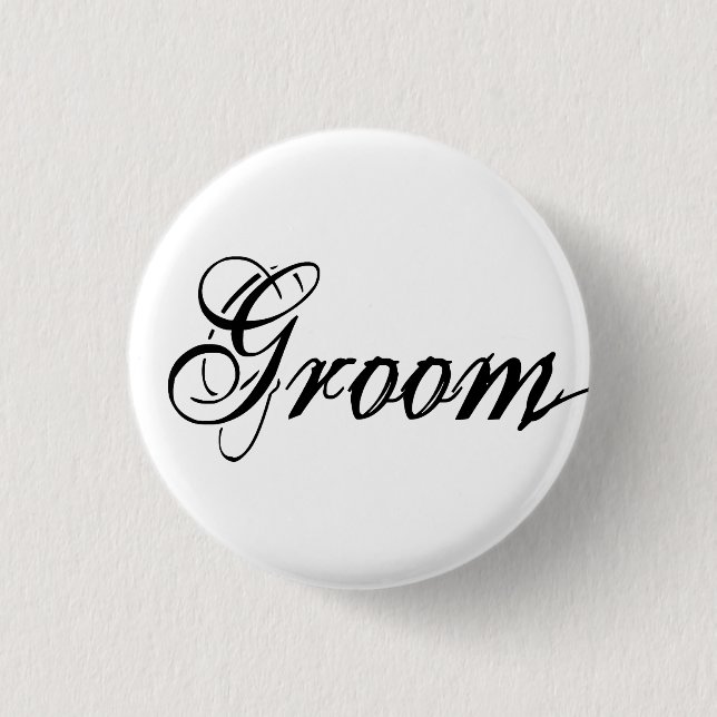 Naughy Grunge Script - Groom Black 3 Cm Round Badge (Front)