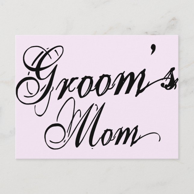 Naughy Grunge Script - Groom's Mum Black Postcard (Front)