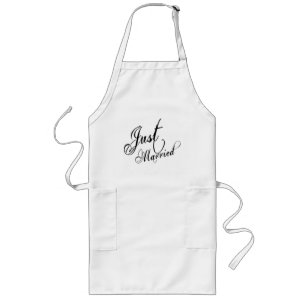Naughy Grunge Script - Just Married Black Long Apron