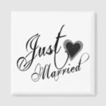 Naughy Grunge Script - Just Married Heart Black Magnet<br><div class="desc">Naughty Grunge Script with Heart- Just Married in Black. Printed on clothing,  gifts,  party favours,  accessories,  collectibles and novelty gift items perfect for your honeymoon or the just-married couple. High quality,  affordable and easy to customise just the way you need it.</div>