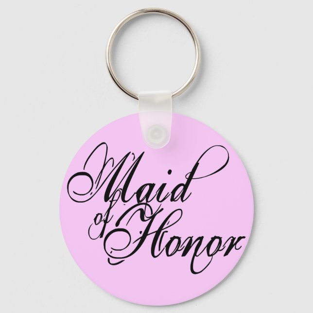 Naughy Grunge Script - Maid Of Honour Black Key Ring (Front)