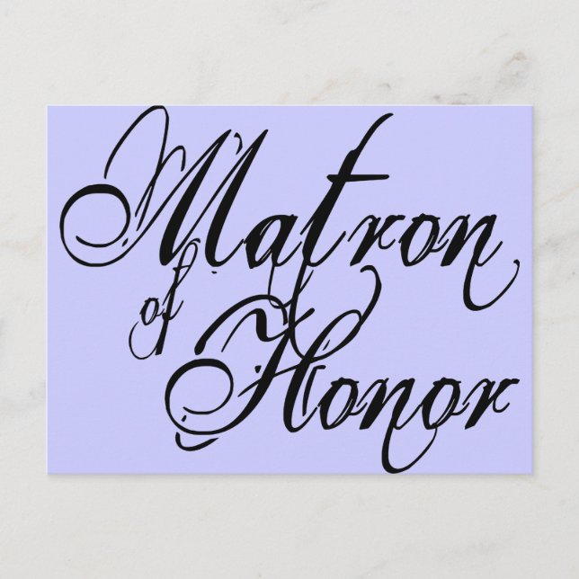 Naughy Grunge Script - Matron Of Honour Black Postcard (Front)