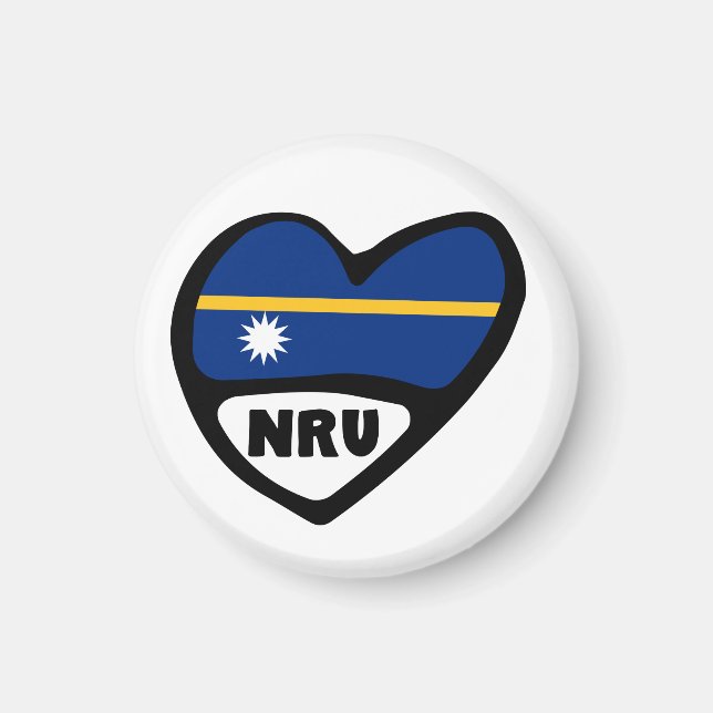 Nauru Country Code Flag Heart, NRU Magnet (Front)