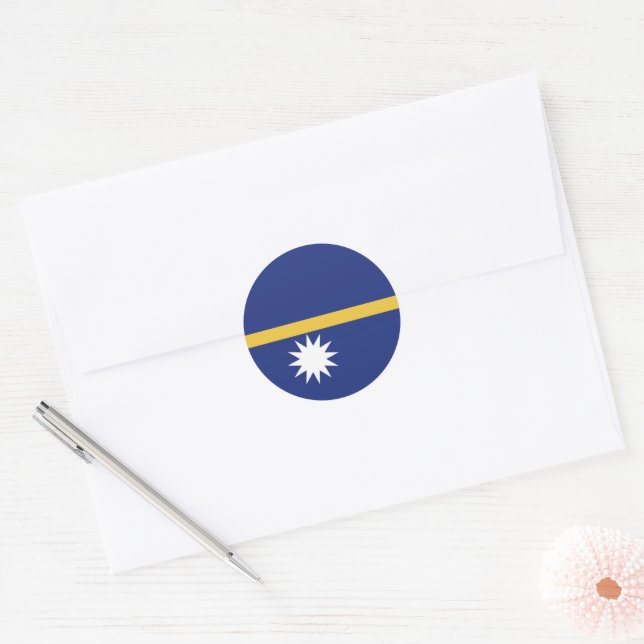 Nauru flag classic round sticker (Envelope)