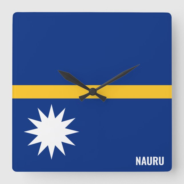 Nauru Flag Dazzling Patriotic Square Wall Clock (Front)