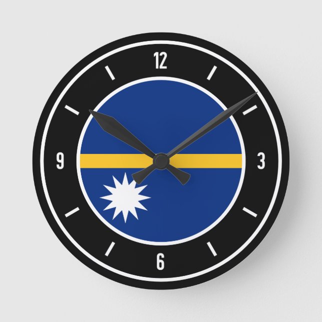 Nauru Flag Elegant Round Clock (Front)