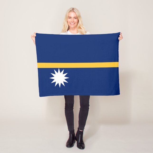 Nauru Flag Fleece Blanket (In Situ)