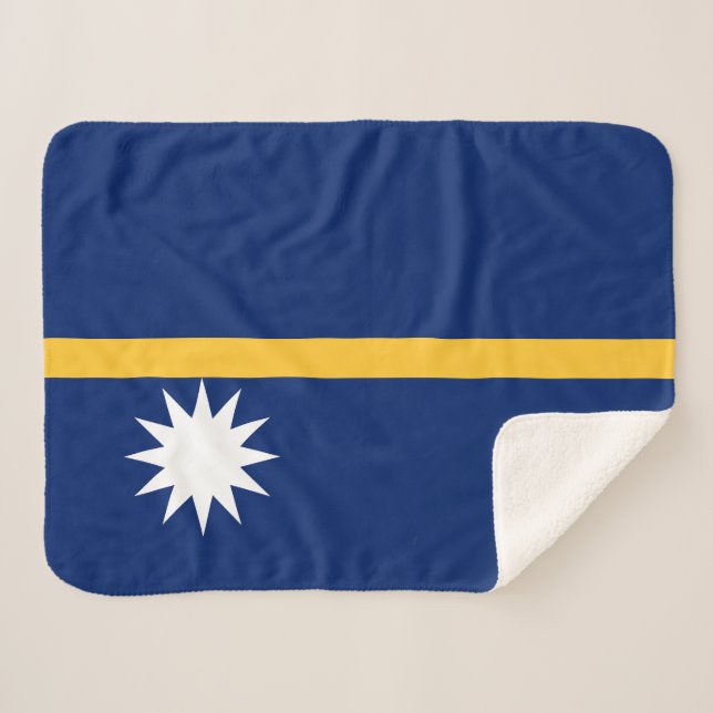 Nauru Flag Sherpa Blanket (Front (Horizontal))