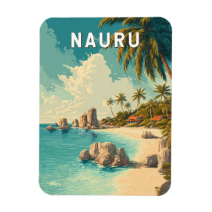 Nauru Illustration Travel Art Vintage Magnet