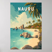 Nauru Illustration Travel Art Vintage