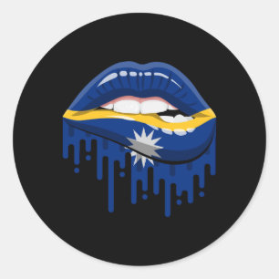 Nauru lips pride root flag classic round sticker