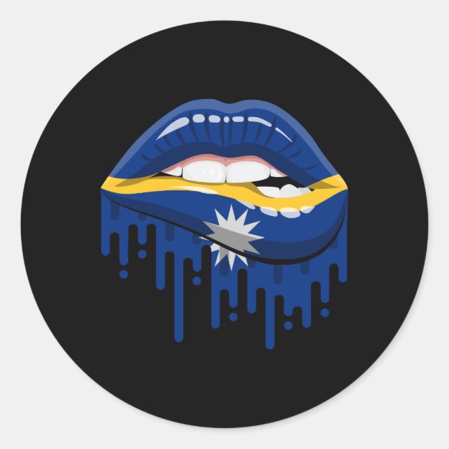 Nauru lips pride root flag classic round sticker (Front)