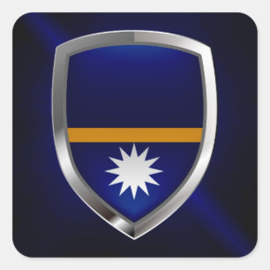 Nauru Metallic Emblem Square Sticker