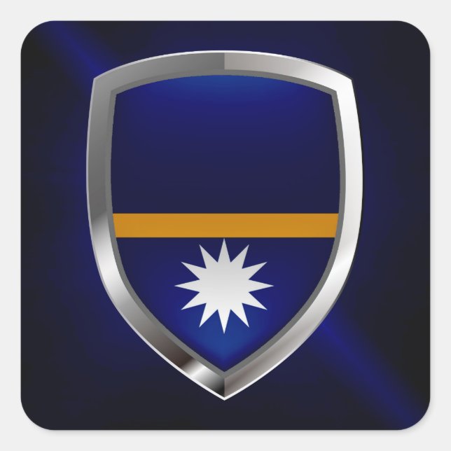 Nauru Metallic Emblem Square Sticker (Front)